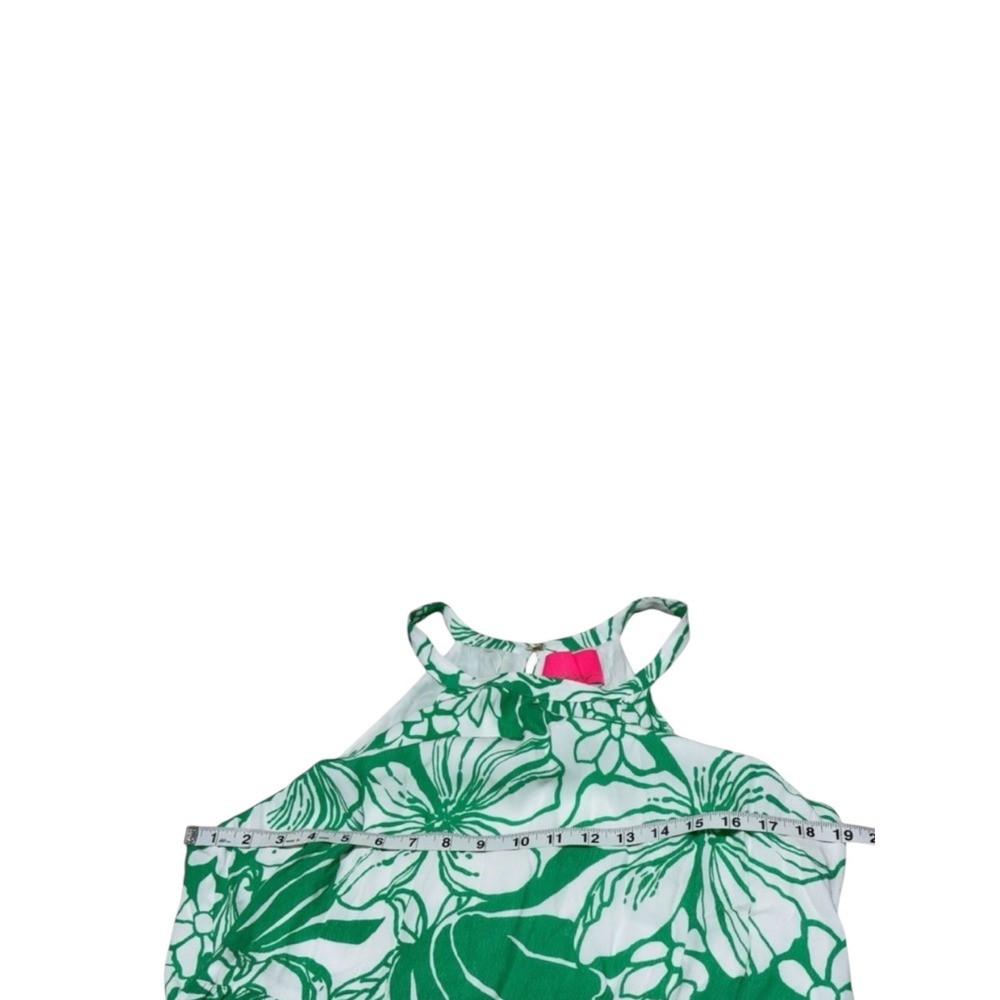 Lilly Pulitzer Green White Tropical Floral Maxi Dress Size L Sleeveless Resort - Picture 9 of 14